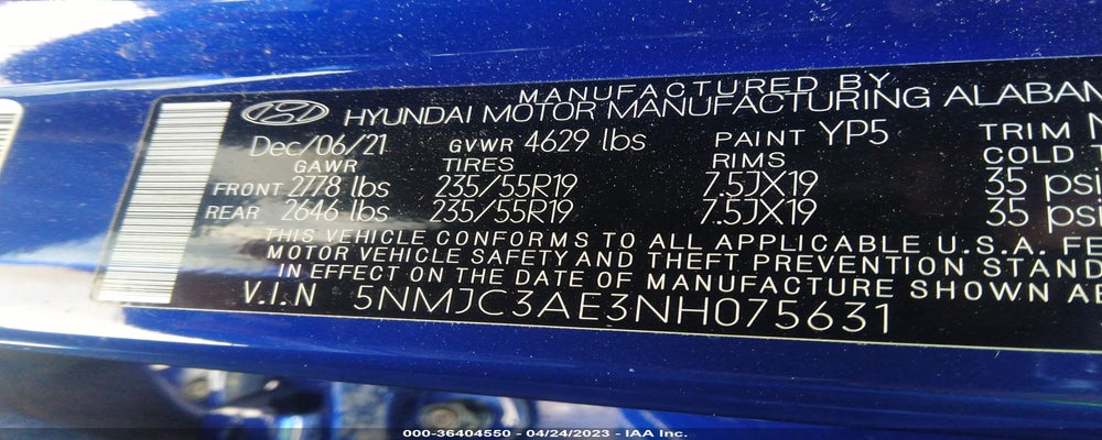 5NMJC3AE3NH075631 2022 HYUNDAI TUCSON photo no. 9