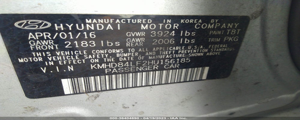KMHD84LF2HU156185 2017 HYUNDAI ELANTRA photo no. 9