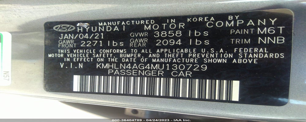 KMHLN4AG4MU130729 2021 HYUNDAI ELANTRA photo no. 9