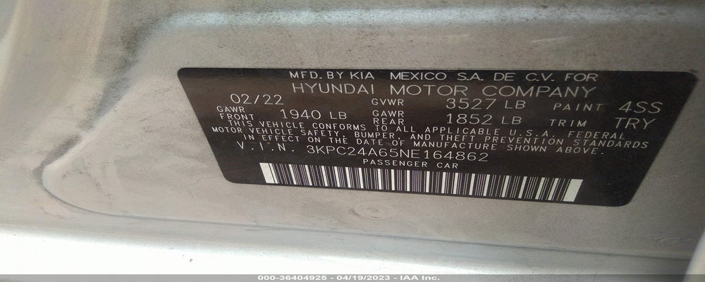 3KPC24A65NE164862 2022 HYUNDAI ACCENT photo no. 9