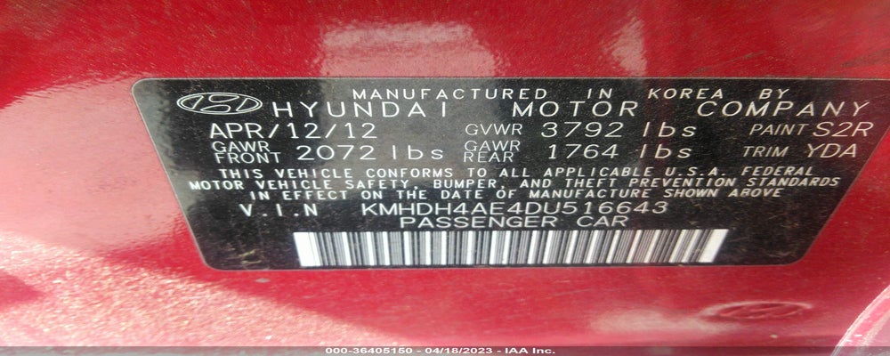 KMHDH4AE4DU516643 2013 HYUNDAI ELANTRA photo no. 9