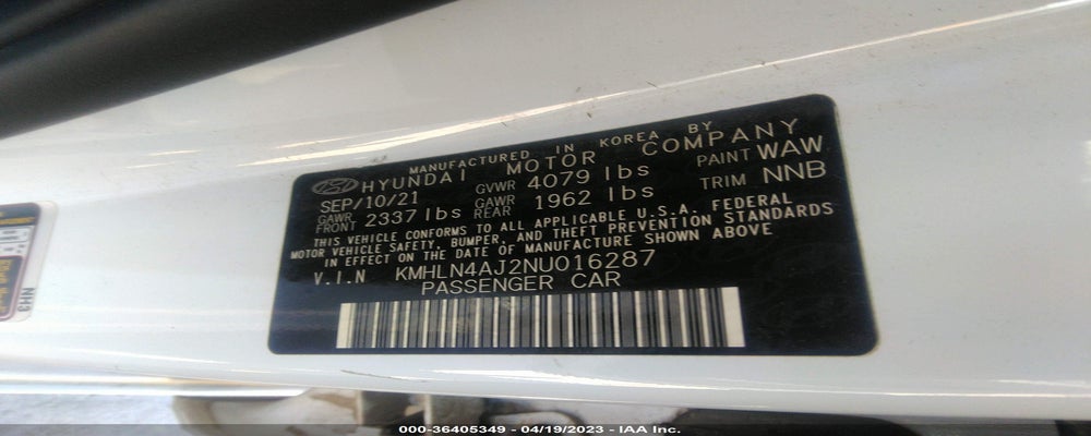 KMHLN4AJ2NU016287 2022 HYUNDAI ELANTRA HYBRID photo no. 9