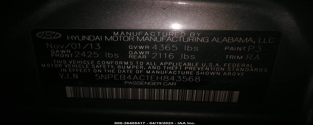 5NPEB4AC1EH843568 2014 HYUNDAI SONATA photo no. 9