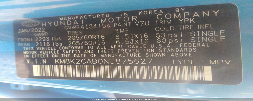 KM8K2CAB0NU875627 2022 HYUNDAI KONA photo no. 9