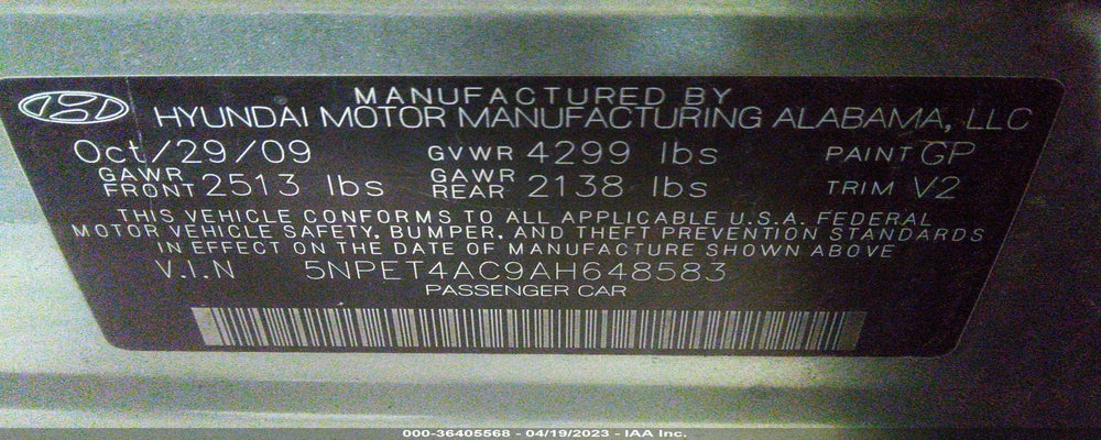5NPET4AC9AH648583 2010 HYUNDAI SONATA photo no. 9