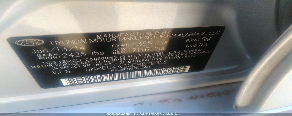 5NPEC4AC0EH879359 2014 HYUNDAI SONATA photo no. 9