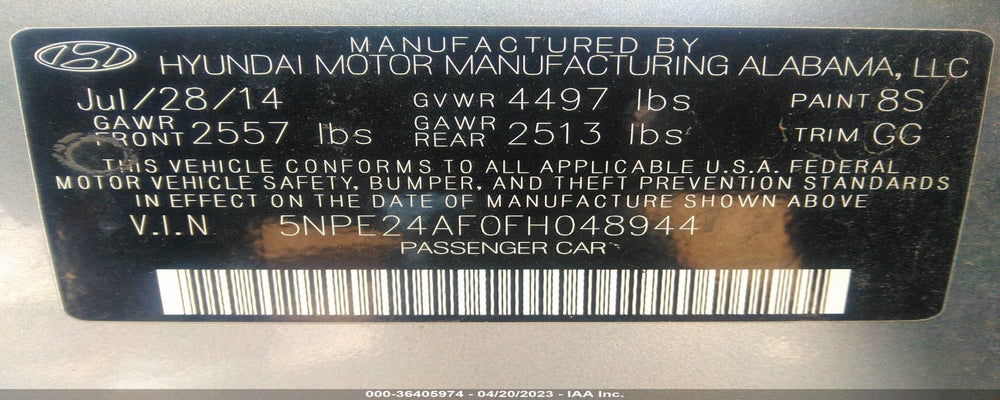 5NPE24AF0FH048944 2015 HYUNDAI SONATA photo no. 9