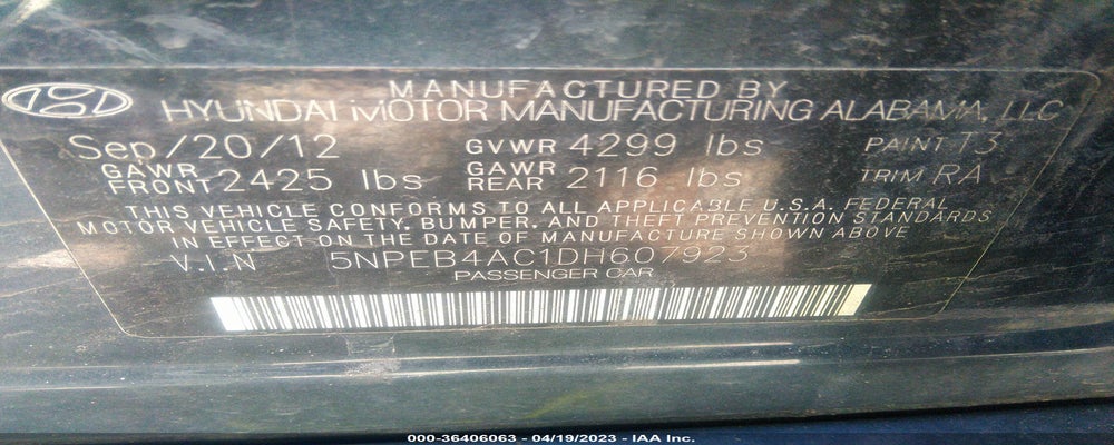 5NPEB4AC1DH607923 2013 HYUNDAI SONATA photo no. 9