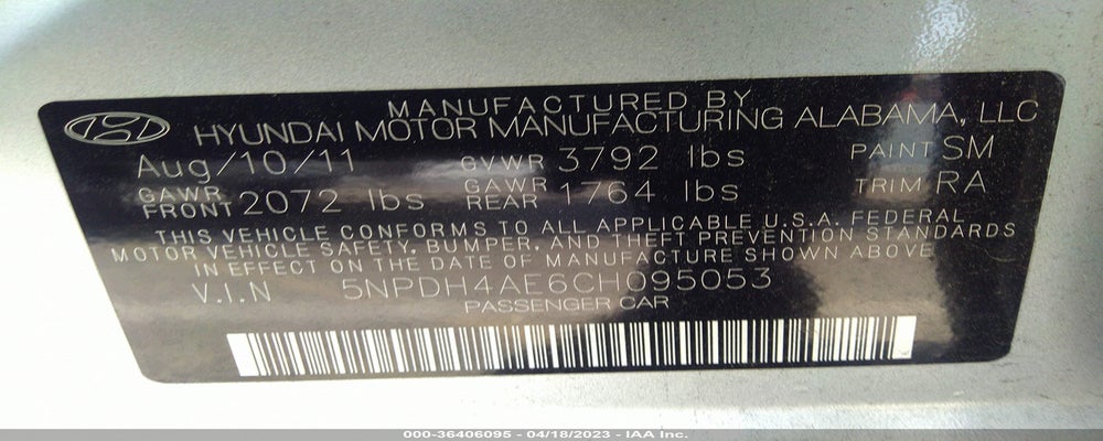 5NPDH4AE6CH095053 2012 HYUNDAI ELANTRA photo no. 9