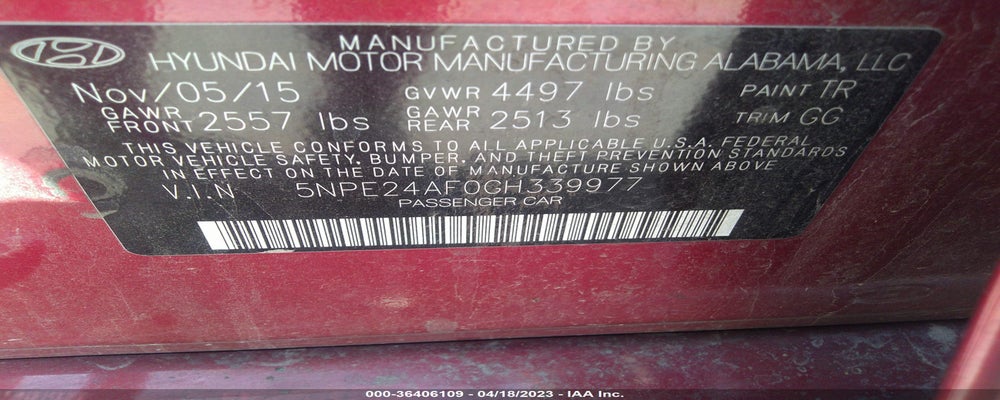 5NPE24AF0GH339977 2016 HYUNDAI SONATA photo no. 9