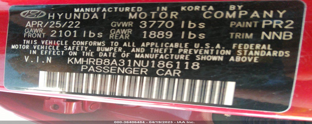 KMHRB8A31NU186118 2022 HYUNDAI VENUE photo no. 9