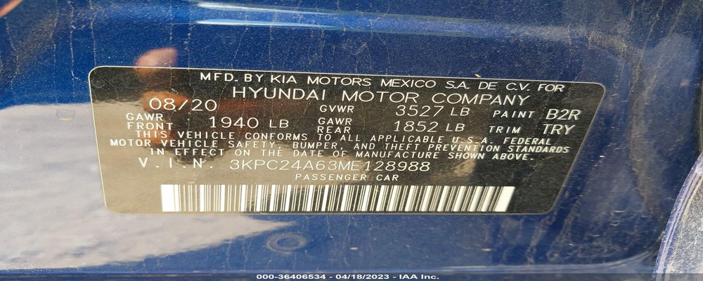 3KPC24A63ME128988 2021 HYUNDAI ACCENT photo no. 9