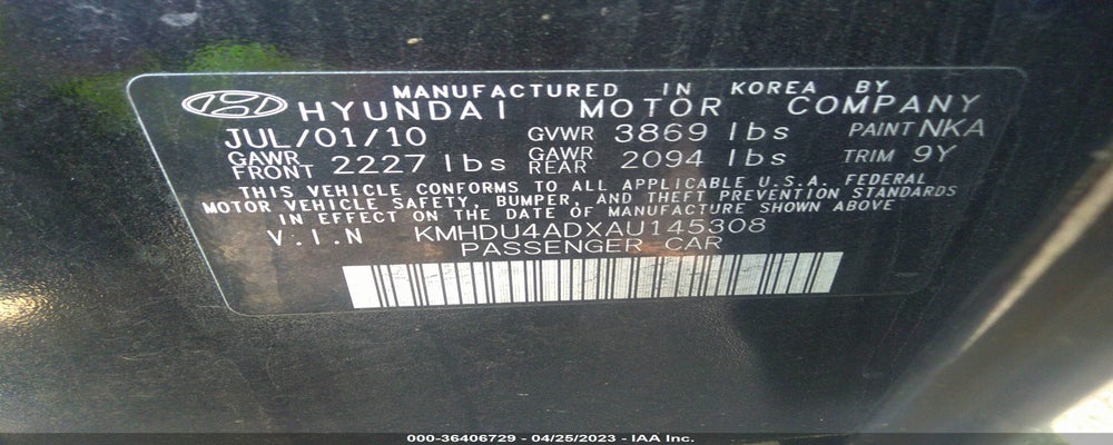 KMHDU4ADXAU145308 2010 HYUNDAI ELANTRA photo no. 9