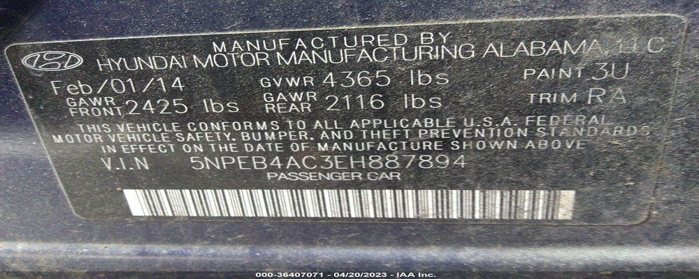 5NPEB4AC3EH887894 2014 HYUNDAI SONATA photo no. 9
