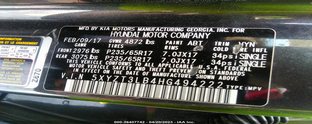 5XYZT3LB4HG494222 2017 HYUNDAI SANTA FE SPORT photo no. 9