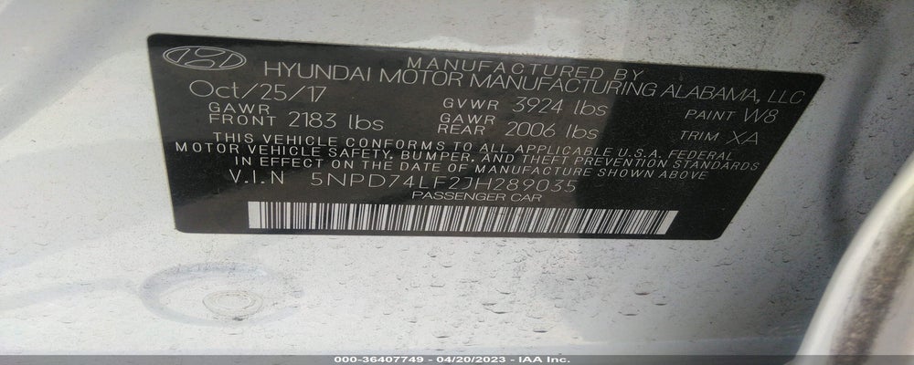 5NPD74LF2JH289035 2018 HYUNDAI ELANTRA photo no. 9