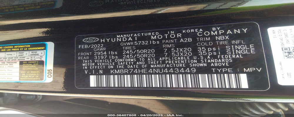 KM8R74HE4NU443449 2022 HYUNDAI PALISADE photo no. 9