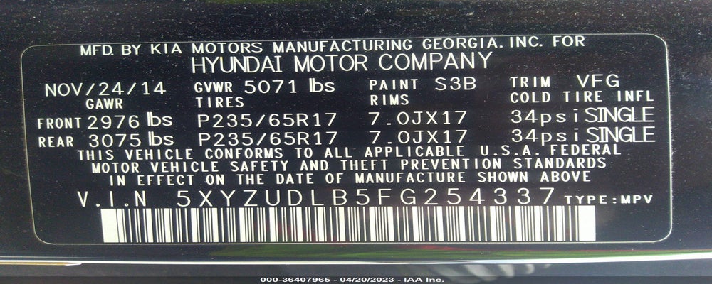 5XYZUDLB5FG254337 2015 HYUNDAI SANTA FE SPORT photo no. 9