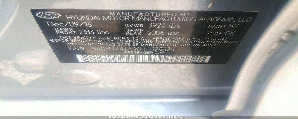 5NPD74LFXHH170174 2017 HYUNDAI ELANTRA photo no. 9