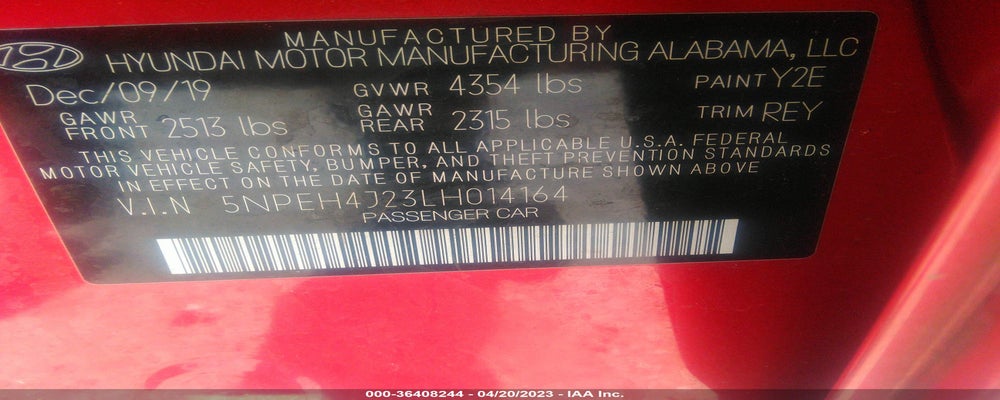 5NPEH4J23LH014164 2020 HYUNDAI SONATA photo no. 9