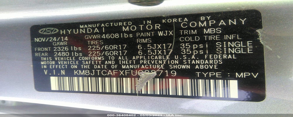 KM8JTCAFXFU038719 2015 HYUNDAI TUCSON photo no. 9
