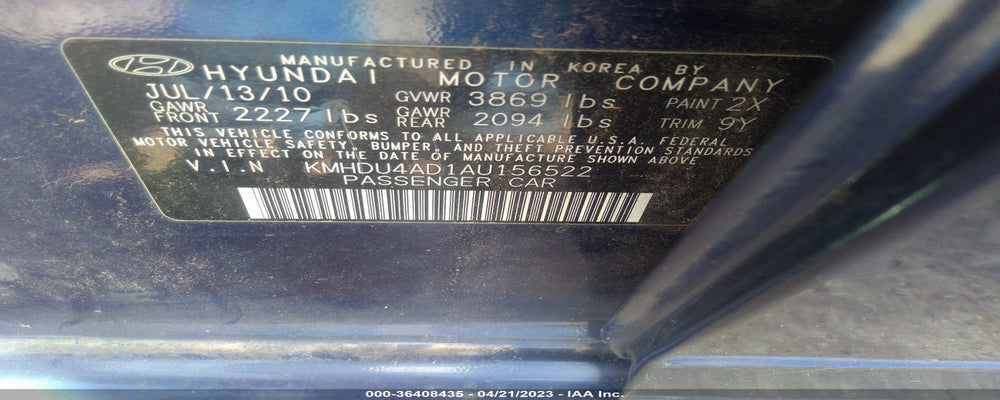 KMHDU4AD1AU156522 2010 HYUNDAI ELANTRA photo no. 9