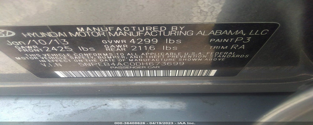 5NPEB4AC0DH673699 2013 HYUNDAI SONATA photo no. 9
