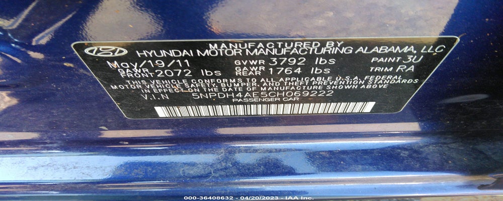 5NPDH4AE5CH069222 2012 HYUNDAI ELANTRA photo no. 9