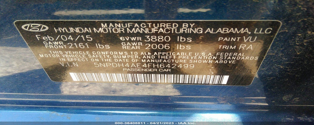 5NPDH4AE4FH642499 2015 HYUNDAI ELANTRA photo no. 9