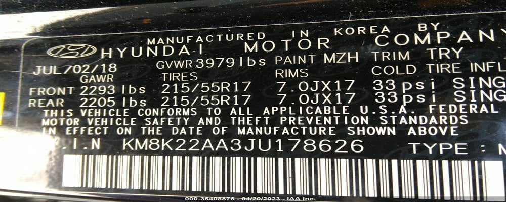 KM8K22AA3JU178626 2018 HYUNDAI KONA photo no. 9