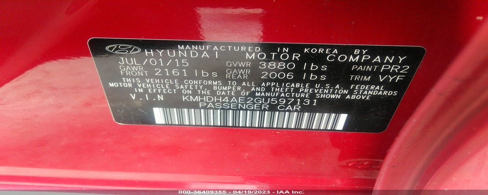 KMHDH4AE2GU597131 2016 HYUNDAI ELANTRA photo no. 9
