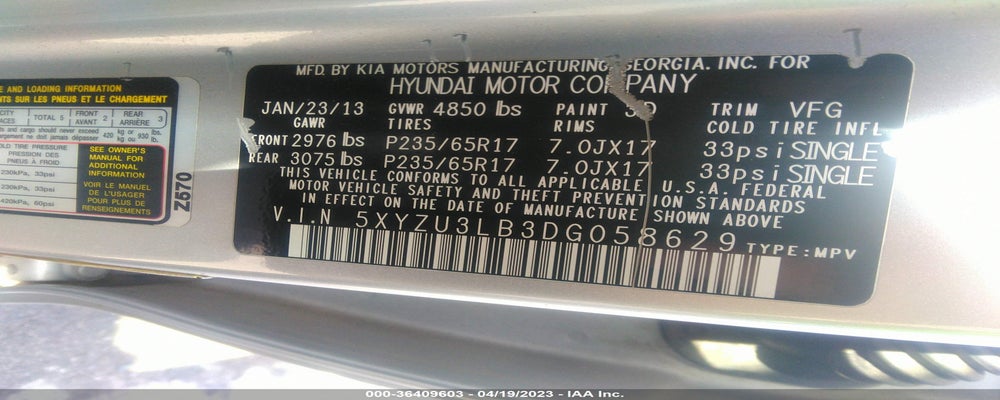 5XYZU3LB3DG058629 2013 HYUNDAI SANTA FE SPORT photo no. 9