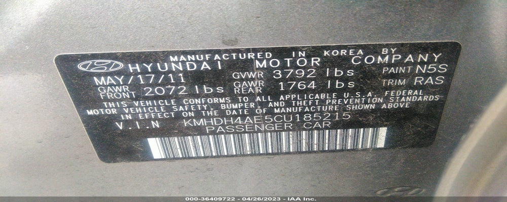 KMHDH4AE5CU185215 2012 HYUNDAI ELANTRA photo no. 9