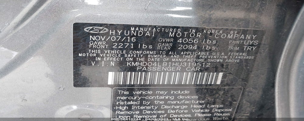 KMHD04LB1HU319512 2017 HYUNDAI ELANTRA photo no. 9
