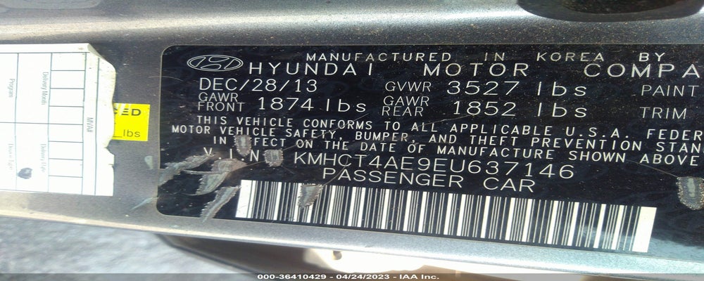 KMHCT4AE9EU637146 2014 HYUNDAI ACCENT photo no. 9