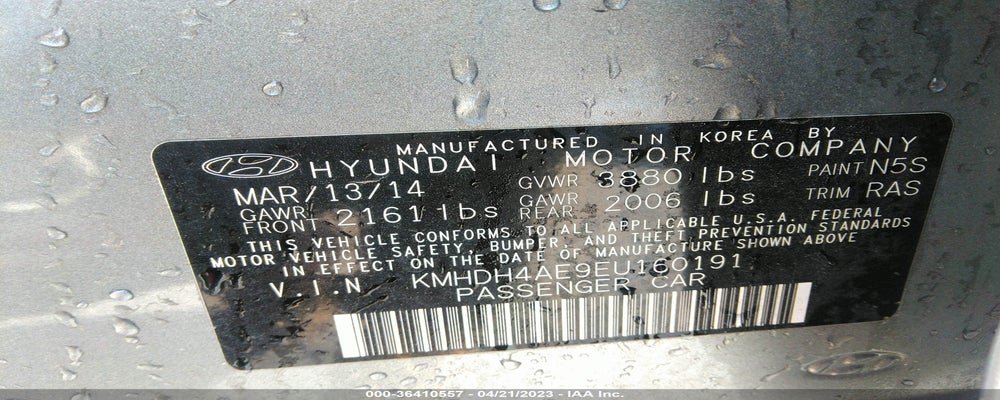 KMHDH4AE9EU160191 2014 HYUNDAI ELANTRA photo no. 9