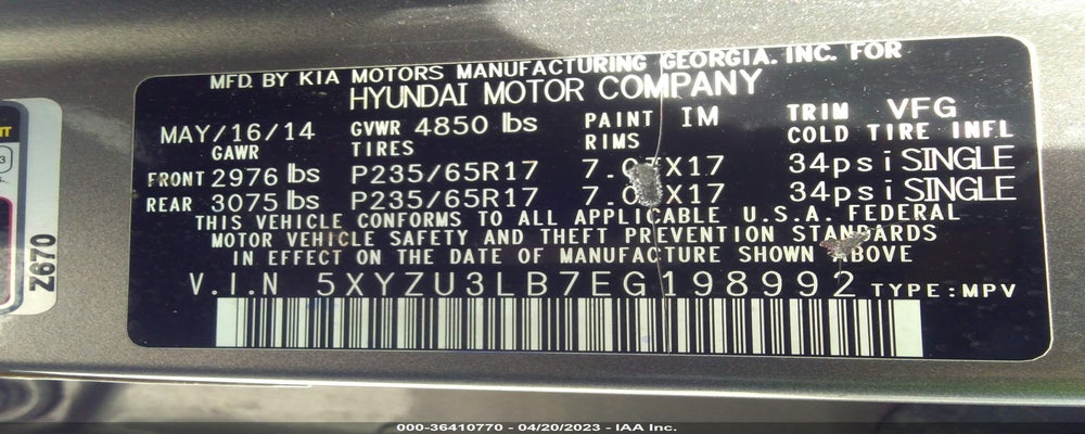 5XYZU3LB7EG198992 2014 HYUNDAI SANTA FE SPORT photo no. 9