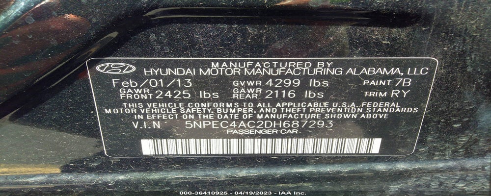 5NPEC4AC2DH687293 2013 HYUNDAI SONATA photo no. 9