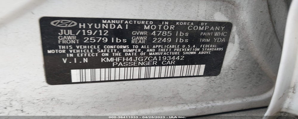 KMHFH4JG7CA193442 2012 HYUNDAI AZERA photo no. 9