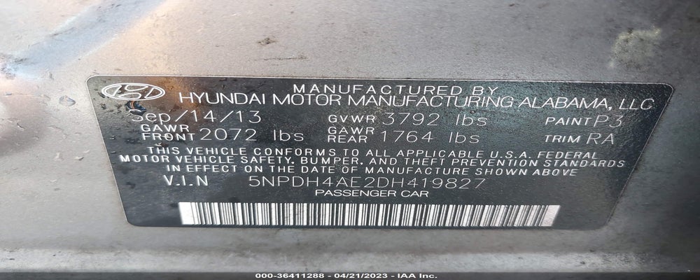 5NPDH4AE2DH419827 2013 HYUNDAI ELANTRA photo no. 9