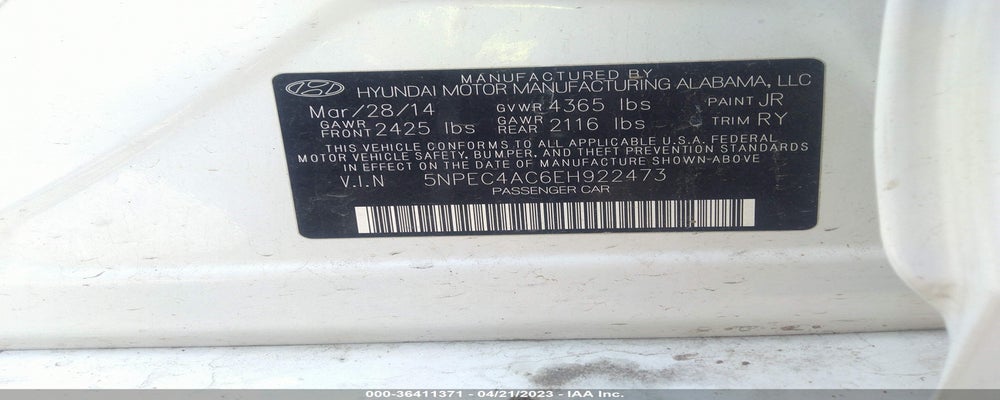 5NPEC4AC6EH922473 2014 HYUNDAI SONATA photo no. 9