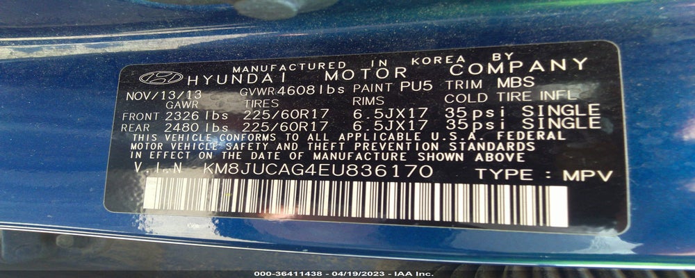 KM8JUCAG4EU836170 2014 HYUNDAI TUCSON photo no. 9