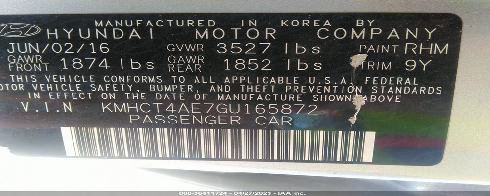 KMHCT4AE7GU165872 2016 HYUNDAI ACCENT photo no. 9