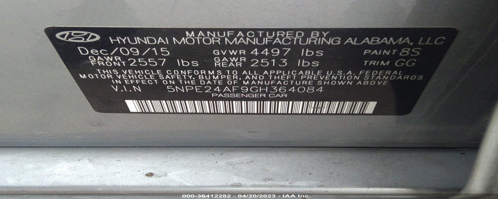 5NPE24AF9GH364084 2016 HYUNDAI SONATA photo no. 9
