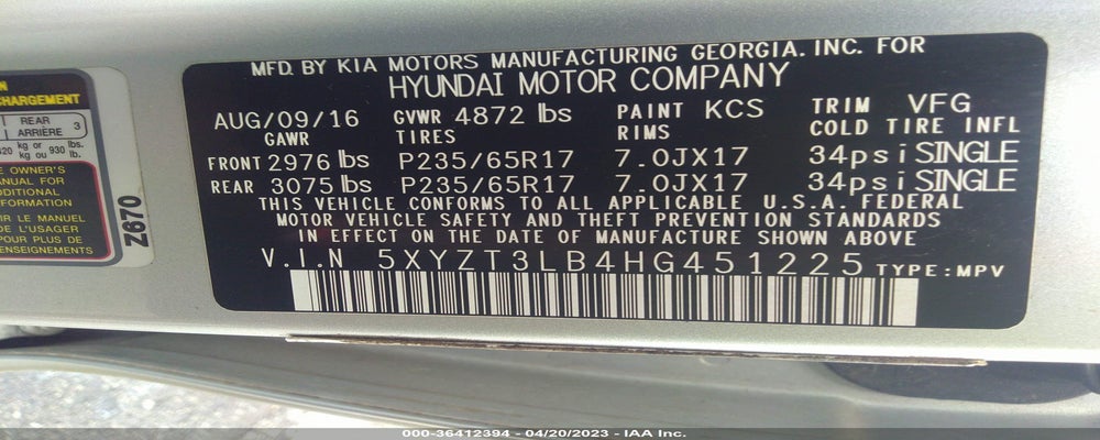 5XYZT3LB4HG451225 2017 HYUNDAI SANTA FE SPORT photo no. 9