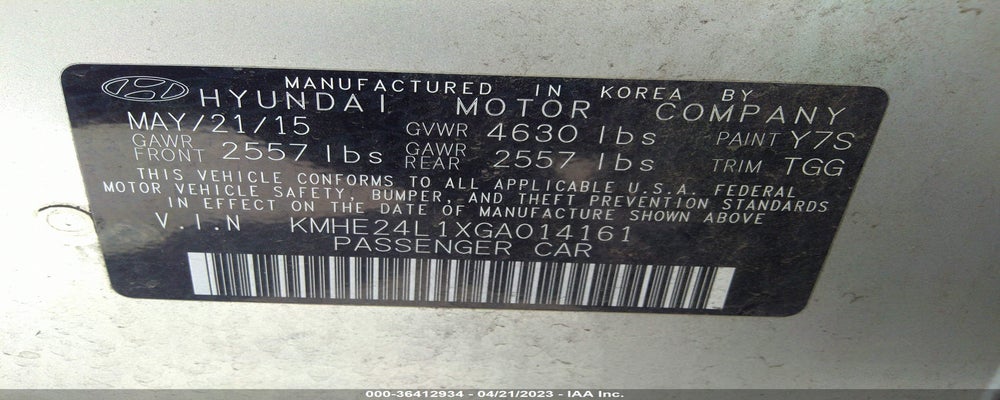 KMHE24L1XGA014161 2016 HYUNDAI SONATA HYBRID photo no. 9