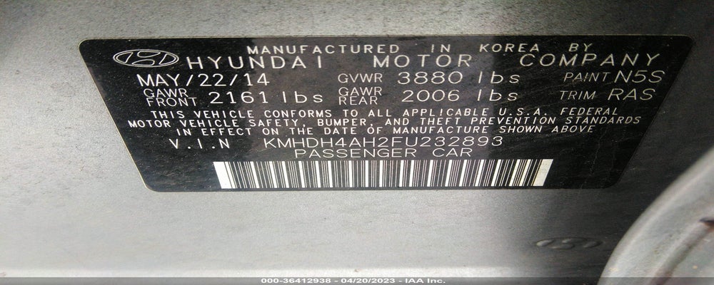 KMHDH4AH2FU232893 2015 HYUNDAI ELANTRA photo no. 9