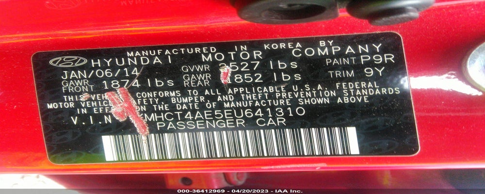 KMHCT4AE5EU641310 2014 HYUNDAI ACCENT photo no. 9