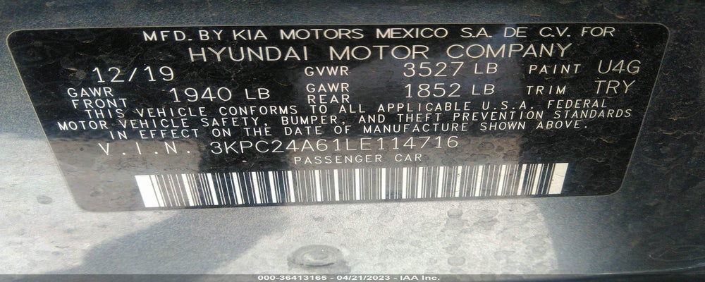 3KPC24A61LE114716 2020 HYUNDAI ACCENT photo no. 9