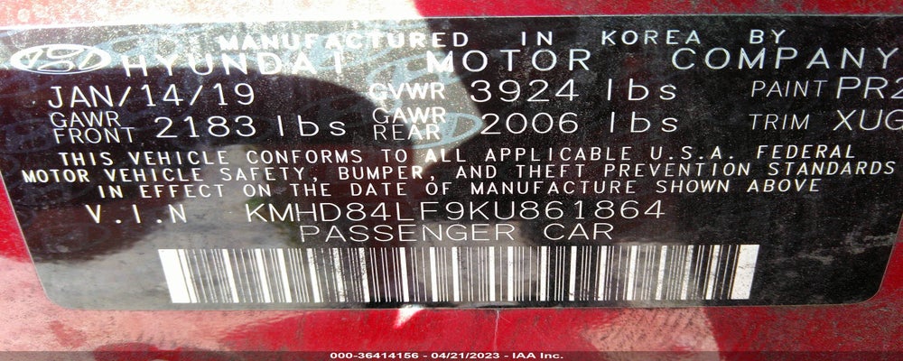 KMHD84LF9KU861864 2019 HYUNDAI ELANTRA photo no. 9